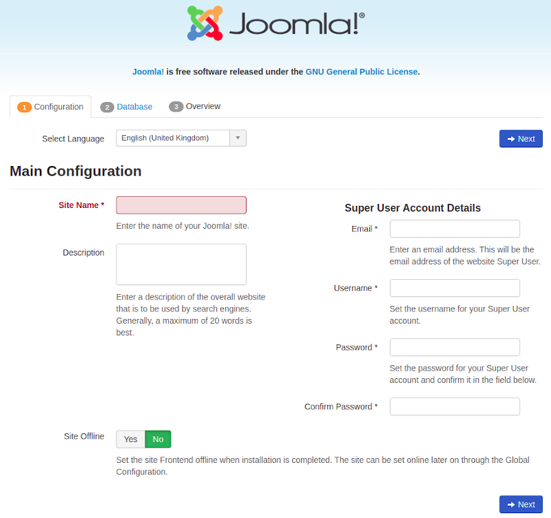 joomla setup