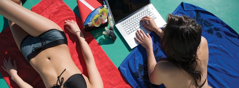 pc on towel elearning